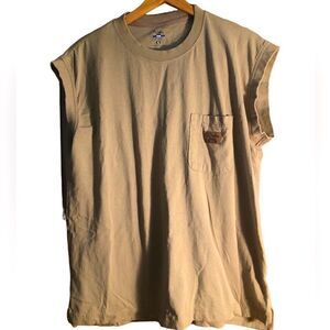 Walls Workwear Men’s Tan Sleeveless Shirt Size XL 100% Cotton